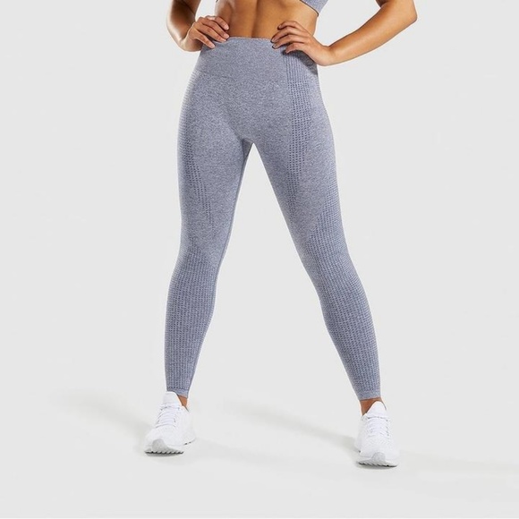 GRAY DOTTY HIGH WAIST SEAMLESS WORKOUT LEGGINGS - Picture 2 of 3